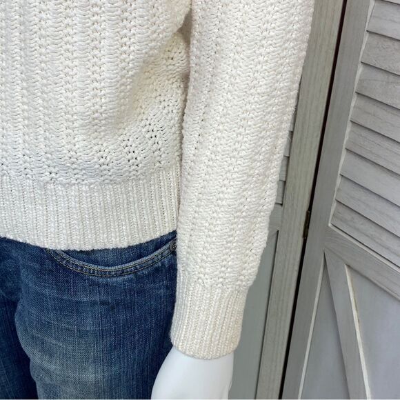 Banana Republic Boho Fringe Trim Pullover Sweater Cream Small - Picture 7 of 13